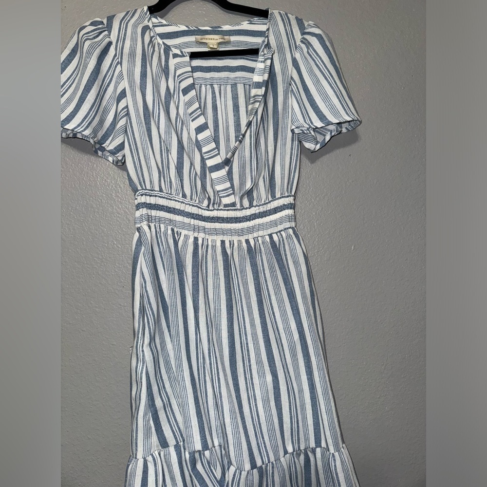 Monteau Los Angles Size Small, Blue and White Stripe Dress - Picture 5 of 6